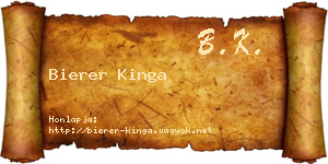 Bierer Kinga névjegykártya